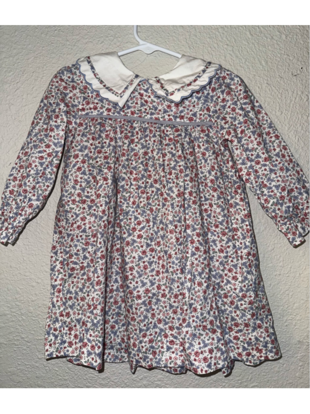 Girls Sophie & Lucas Floral Dress Size 2T White Blue Long Sleeve